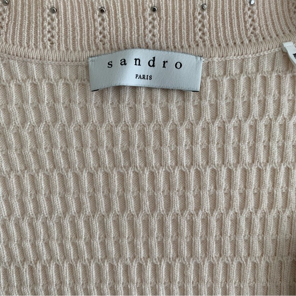 Sandro long sleeve beige pink sweater with pearl detail size XS - Picture 5 of 5